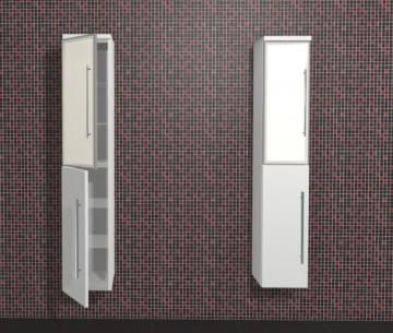 Puris Rounds Badmöbel Hochschrank + 2 Türen + Glastür 30 cm | Maßvariabel