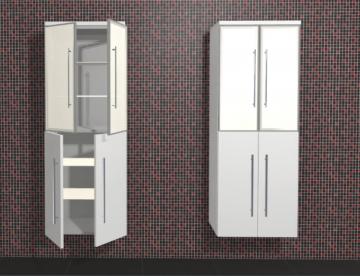 Puris Star Line Badmöbel Hochschrank 4 Türen + Glastür 60 cm | Maßvariabel