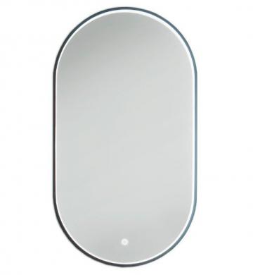Puris Vialli Flächenspiegel oval 50 cm mit Spiegelheizung Rahmenprofil schwarz