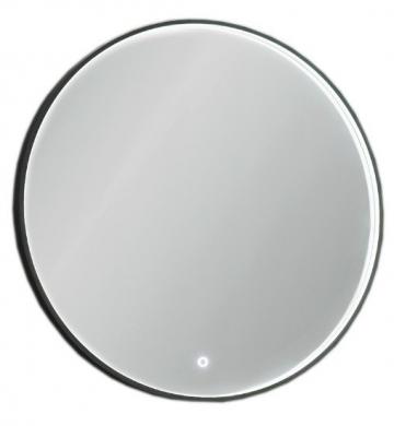 Puris Vialli Flächenspiegel rund 80 cm mit Spiegelheizung Rahmenprofil schwarz