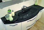 Pelipal Serie 7005 Waschtisch mit Unterschrank 155 cm | RUNDUNG LINKS + Tr Rechts | Set A