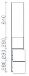 Pelipal PCON Hochschrank | 1 Tr + 2 Auszge + 1 offenes Fach | Breite 45 cm | Hhe 168 cm