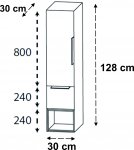Puris Aspekt Mittelschrank Breite 30 cm | 1 Tr + 1 Regal unten